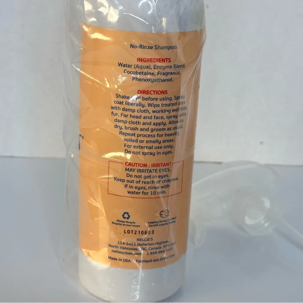 NELLIE’S- Fresh Dog -Oatmeal Mango Spray - Orange & White 16 Fl oz / 474ml